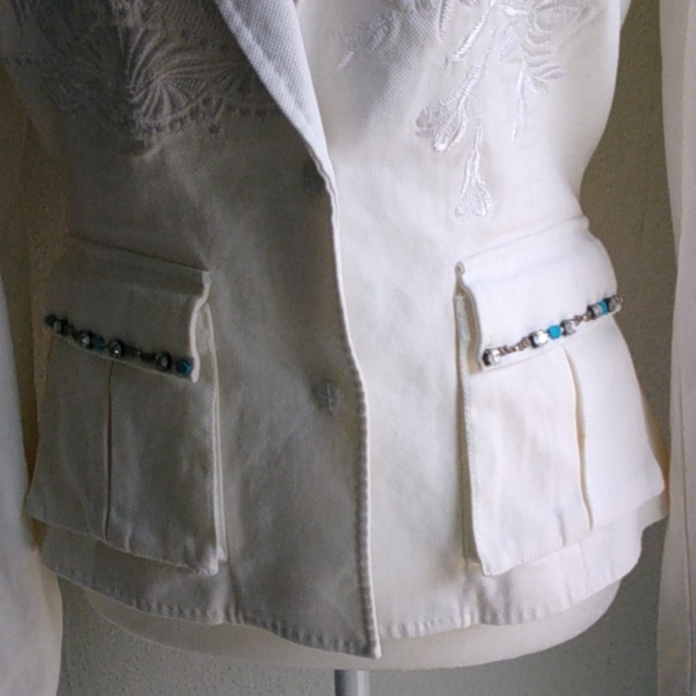 Class Roberto Cavalli White Embroidered Women's Blazer Gorgeous!!!! - Picture 3 of 15